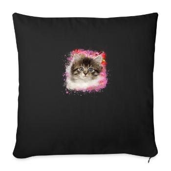 chaton, chat, graffiti, peinture, chat Maine Coon, - Housse de coussin décorative 45 x 45 cm - noir - Devant