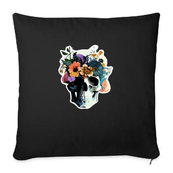 Human Skull & Flowers 38 - Sofa pillowcase 17,3'' x 17,3'' (45 x 45 cm) - black - Front