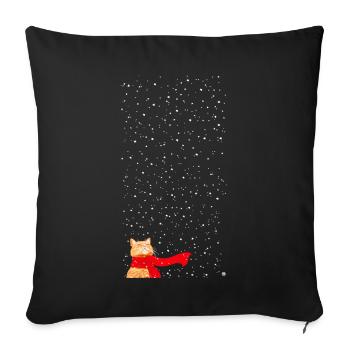 Schneekatze getigert (lang) - Sofakissenbezug 45 x 45 cm - Schwarz - Vorne