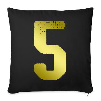 5 Number jersey - Sofa pillowcase 17,3'' x 17,3'' (45 x 45 cm) - black - Front