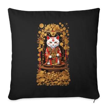 Esthétique Chat porte-bonheur Japon Chat porte-bonheur - Housse de coussin décorative 45 x 45 cm - noir - Devant