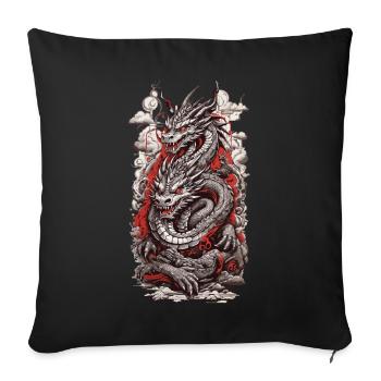 Retro Dragon in Ukiyo-E Style Japan Aesthetic - Sofa pillowcase 17,3'' x 17,3'' (45 x 45 cm) - black - Front