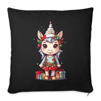 Cute Unicorn Elf at Christmas Winter Magic - Sofa pillowcase 17,3'' x 17,3'' (45 x 45 cm) - black - Front