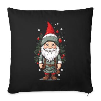 Winter Gnome and Christmas Tree Christmas Design - Sofa pillowcase 17,3'' x 17,3'' (45 x 45 cm) - black - Front