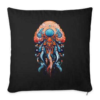 Mystical Jellyfish Mandala Jellyfish Jellyfish Spirituality - Sofa pillowcase 17,3'' x 17,3'' (45 x 45 cm) - black - Front