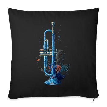 Fish Trumpet - Sofa pillowcase 17,3'' x 17,3'' (45 x 45 cm) - black - Front