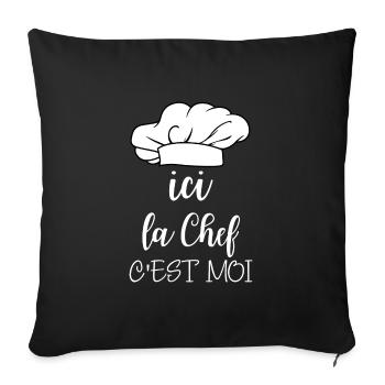 Ici la chef c'est moi - Housse de coussin décorative 45 x 45 cm - noir - Devant