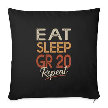 eat sleep GR 20 Corsican hiking gift - Sofa pillowcase 17,3'' x 17,3'' (45 x 45 cm) - black - Front