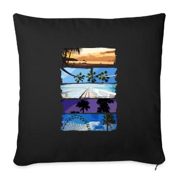 Palmiers et plage - Housse de coussin décorative 45 x 45 cm - noir - Devant