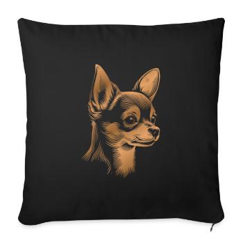 Chihuahua, Shorthair, Dog Head, Drawing bronze - Sofa pillowcase 17,3'' x 17,3'' (45 x 45 cm) - black - Front