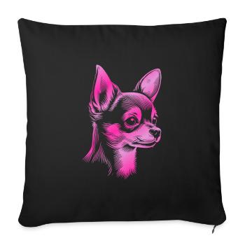 Chihuahua, Shorthair, Dog Head, Drawing pink - Sofa pillowcase 17,3'' x 17,3'' (45 x 45 cm) - black - Front