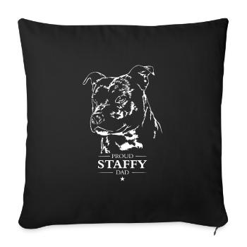 Staffy Dad Staffordshire Bullterrier Hund Wilsigns - Sofakissenbezug 45 x 45 cm - Schwarz - Vorne