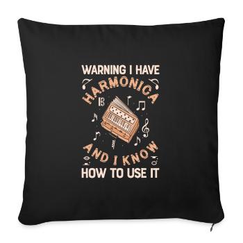 I Have A Harmonica Funny Harmonica Player - Sofakissenbezug 45 x 45 cm - Schwarz - Vorne