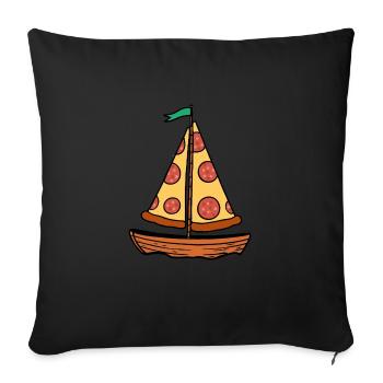 Ahoy Sea Sailboat Boat with Salami Pizza Sail - Sofa pillowcase 17,3'' x 17,3'' (45 x 45 cm) - black - Front