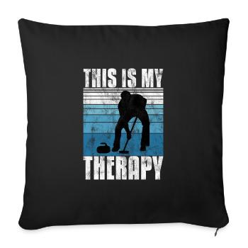 Curling is my Therapy Curler Eisstockschießen - Sofa pillowcase 17,3'' x 17,3'' (45 x 45 cm) - black - Front