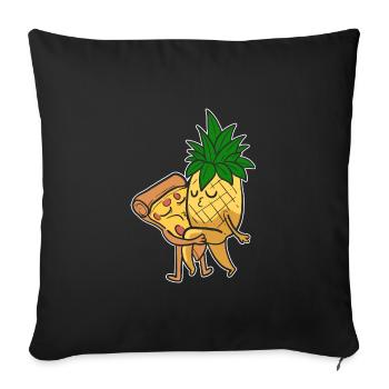 Pizza à l’ananas Hawaï - Housse de coussin décorative 45 x 45 cm - noir - Devant