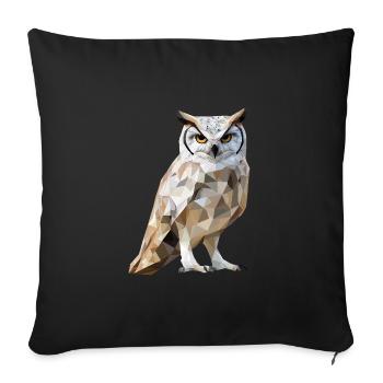 Low Poly Owl – un design moderne pour les petits malins - Housse de coussin décorative 45 x 45 cm - noir - Devant