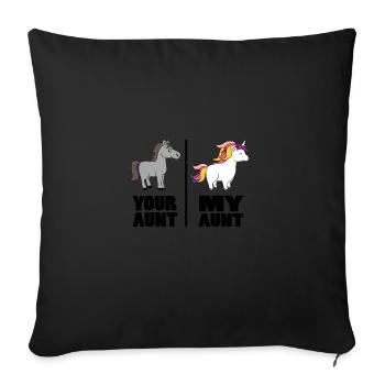 Deine Tante Meine Tante Lustiges Einhorn Geschenk - Sofakissenbezug 45 x 45 cm - Schwarz - Vorne