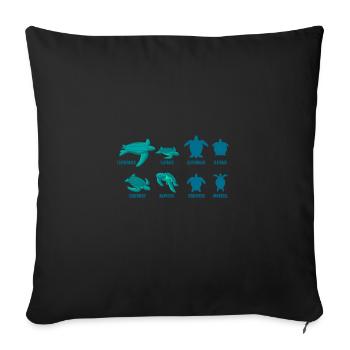 Cadeau d'espèce de tortue pour les plongeurs - Housse de coussin décorative 45 x 45 cm - noir - Devant