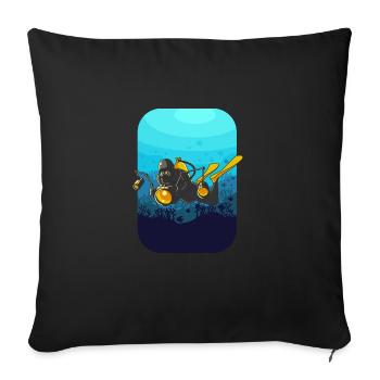 UNDERWATER PHOTOGRAPHER with Camera Gift Diving - Sofa pillowcase 17,3'' x 17,3'' (45 x 45 cm) - black - Front