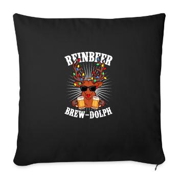 BREW DOLPH REINBEER Ugly Christmas Weihnachten - Sofa pillowcase 17,3'' x 17,3'' (45 x 45 cm) - black - Front