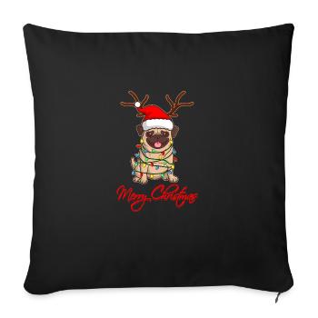 Carlin MERRY WOOFMAS PUG Cadeau de Noël moche - Housse de coussin décorative 45 x 45 cm - noir - Devant