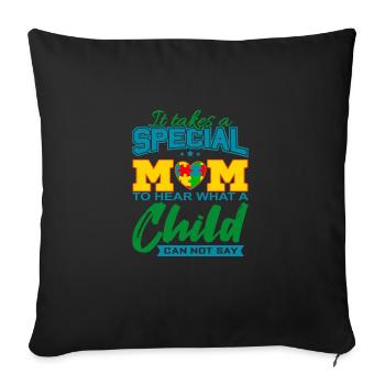 AUTISM MOM Autism Awareness Gift - Sofa pillowcase 17,3'' x 17,3'' (45 x 45 cm) - black - Front