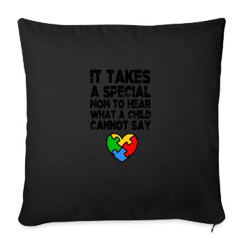AUTISM SPECIAL MOM Autism Awareness Gift - Sofa pillowcase 17,3'' x 17,3'' (45 x 45 cm) - black - Front