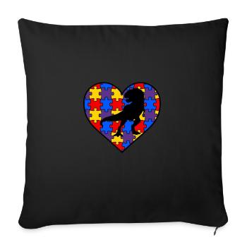 AUTISM AWARENESS DINO autism gift autistic - Sofa pillowcase 17,3'' x 17,3'' (45 x 45 cm) - black - Front