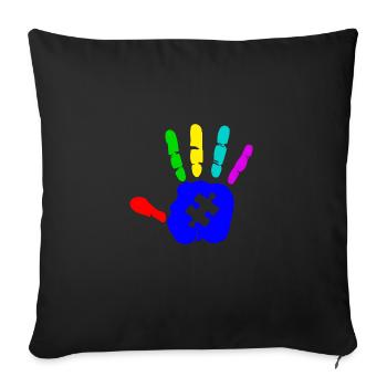 AUTISM PUZZLE HAND Autism Awareness Gift - Sofa pillowcase 17,3'' x 17,3'' (45 x 45 cm) - black - Front