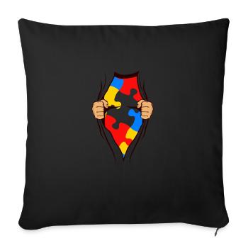 AUTISM SUPERHELD gift for autistic - Sofa pillowcase 17,3'' x 17,3'' (45 x 45 cm) - black - Front