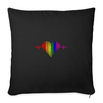 LGBT Battements de coeur Arc-en-ciel LGBT Pride Gay Pride - Housse de coussin décorative 45 x 45 cm - noir - Devant