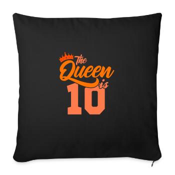 BIRTHDAY QUEEN 10 Anniversaire fille 10 ans - Housse de coussin décorative 45 x 45 cm - noir - Devant