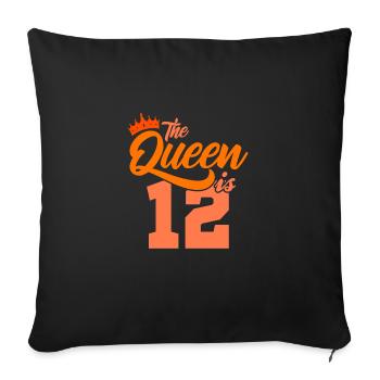 BIRTHDAY QUEEN 12 birthday girl 12 years - Sofa pillowcase 17,3'' x 17,3'' (45 x 45 cm) - black - Front