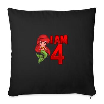 I AM 4 YEARS 4 birthday girl mermaid - Sofa pillowcase 17,3'' x 17,3'' (45 x 45 cm) - black - Front