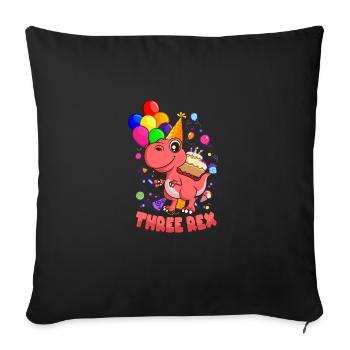 THREE REX DINO Birthday 3 years dinosaur - Sofa pillowcase 17,3'' x 17,3'' (45 x 45 cm) - black - Front