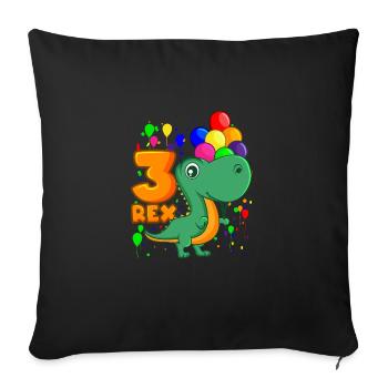 3 REX 3 ans dino anniversaire dinosaure - Housse de coussin décorative 45 x 45 cm - noir - Devant
