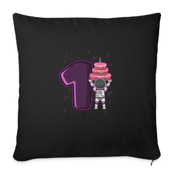 J’ai déjà 1 anniversaire de l’espace 1 an - Housse de coussin décorative 45 x 45 cm - noir - Devant