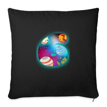 I AM 6 6 birthday boy 6 years space - Sofa pillowcase 17,3'' x 17,3'' (45 x 45 cm) - black - Front