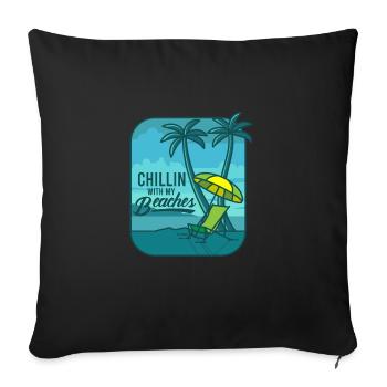 Chillin With My Beaches Beach Holiday - Sofa pillowcase 17,3'' x 17,3'' (45 x 45 cm) - black - Front