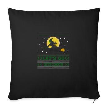 Sorcière Avec le bealon Ugly Halloween 2021 Femmes Lets Go - Housse de coussin décorative 45 x 45 cm - noir - Devant
