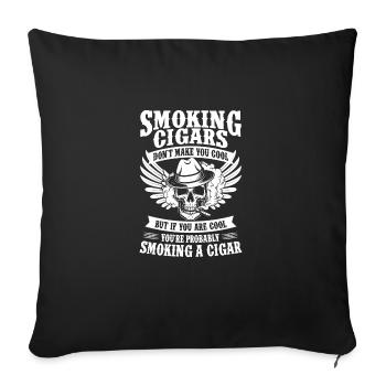 Fumeur de cigares Crâne d’amateur de cigares - Housse de coussin décorative 45 x 45 cm - noir - Devant
