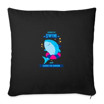 Schwimmen Lernen apprendre à nager et aimer nager - Housse de coussin décorative 45 x 45 cm - noir - Devant