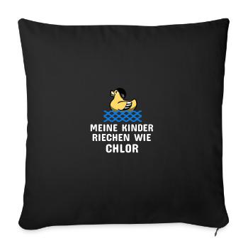 Schwimmen Spruch Lustig Meine Kinder Riechen Wie - Sofakissenbezug 45 x 45 cm - Schwarz - Vorne