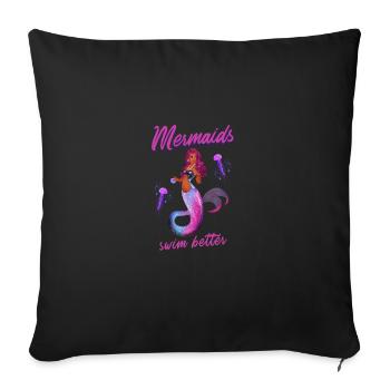 Nager en disant drôles de sirènes nager mieux - Housse de coussin décorative 45 x 45 cm - noir - Devant