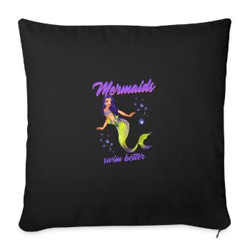 Nager en disant drôles de sirènes nager mieux - Housse de coussin décorative 45 x 45 cm - noir - Devant