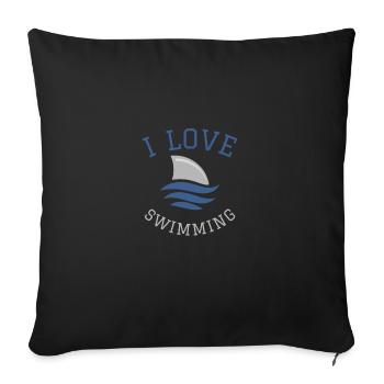 Schwimmen Spruch Lustig I Love Swimming - Sofakissenbezug 45 x 45 cm - Schwarz - Vorne