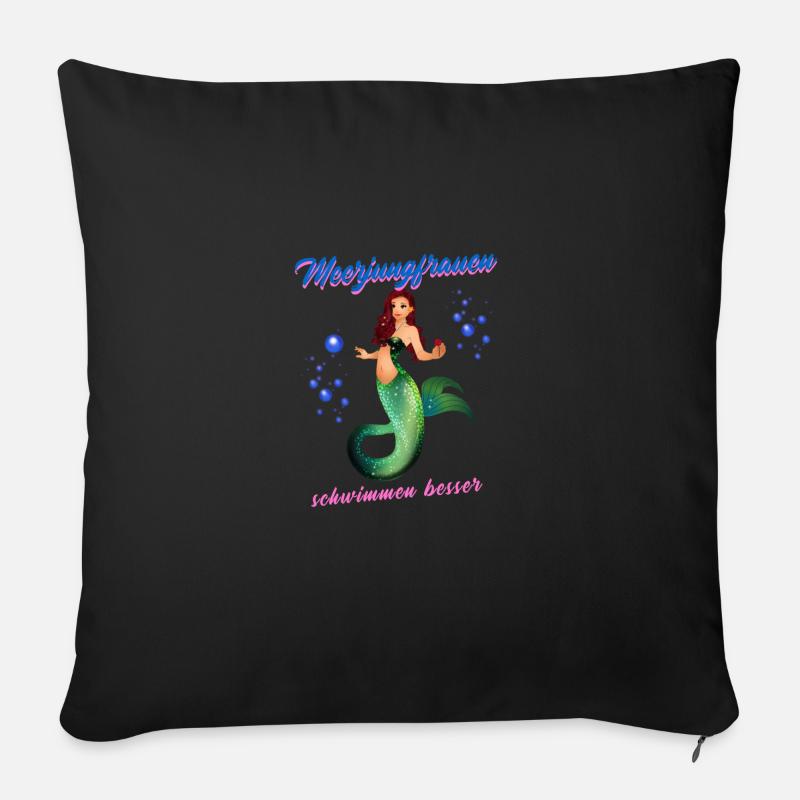 Schwimmen Spruch Lustig Meerjungfrauen Schwimmen - Sofakissenbezug 45 x 45 cm - Schwarz