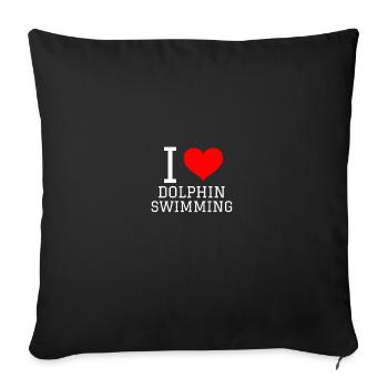 Swimming Saying Funny I Love Dolphin Swimming - Sofa pillowcase 17,3'' x 17,3'' (45 x 45 cm) - black - Front