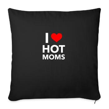 Anniversaire d’ami J’aime Les mamans chaudes - Housse de coussin décorative 45 x 45 cm - noir - Devant